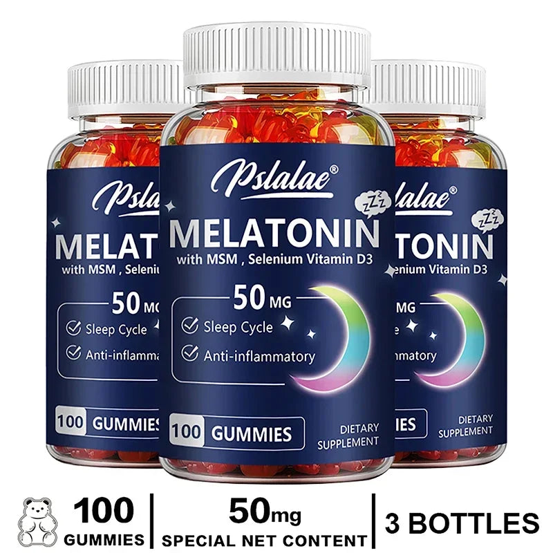 Melatonin Gummies 50mg w/ MSM, Selenium, & Vitamin D3 - Sleep Support, Stress Relief, Improved Sleep Quality