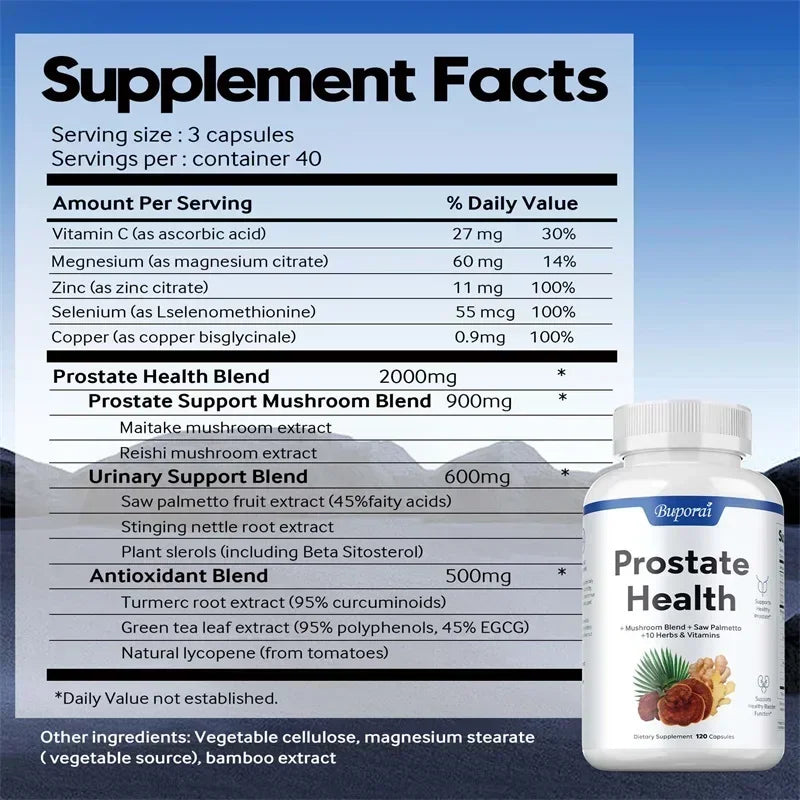 Salud Prostática - Contiene Serenoa repens, Apoya la Salud de la Próstata y del Tracto Urinario Masculino, Control de la Vejiga, Antioxidante