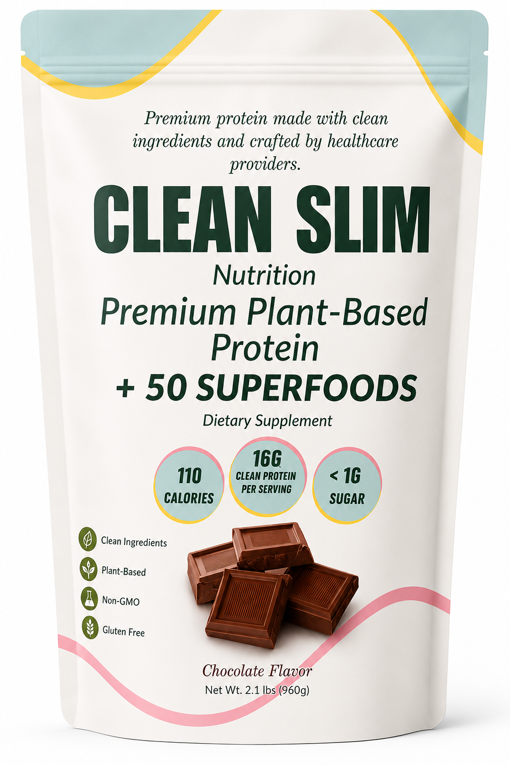 Clean Slim Nutrition Protein Powder - Plant-based protein made with clean ingredients, 30 servings
